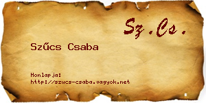 Szűcs Csaba névjegykártya